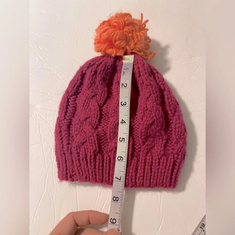 Columbia Cable Knit Fleece lined hot pink beanie hat youth kids girls O/S